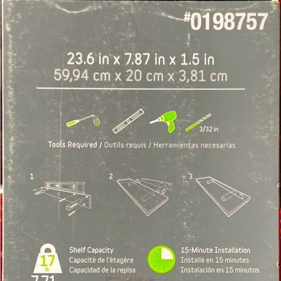 New w/Box WALLShelf & HiddenBrackets-Black/Dark Brown Finish-Complete/w Hardware - Picture 16 of 16